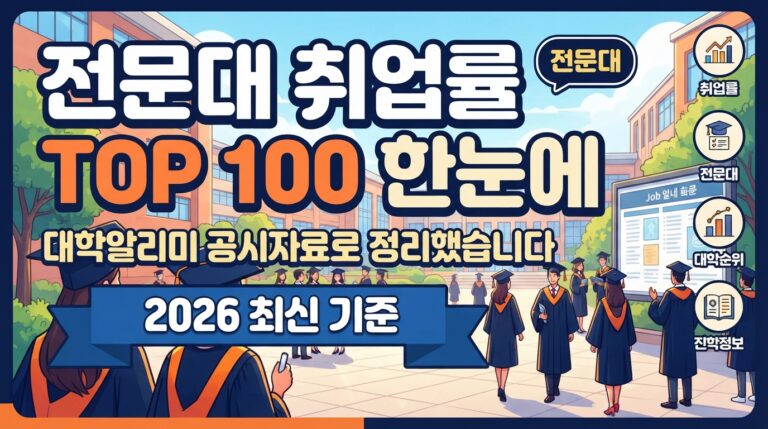 전국 전문대학 취업률 순위 총정리 2026년 최신 기준