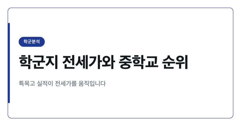 학군지 전세가와 중학교 순위는 왜 함께 움직일까