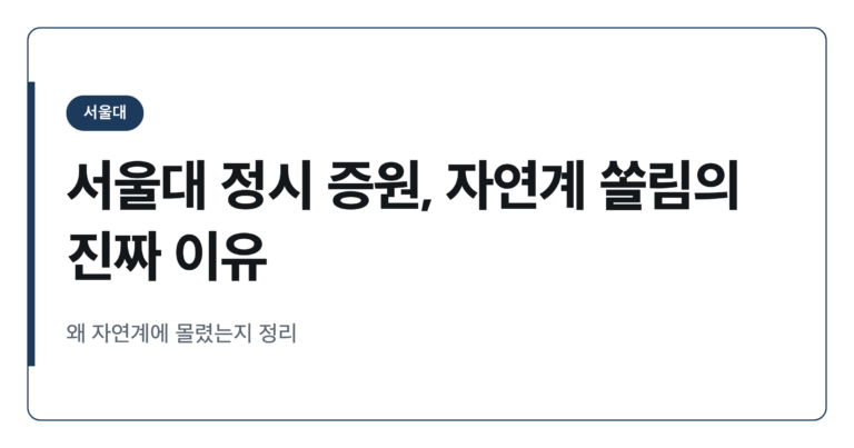 2027학년도 서울대 정시 1374명, 왜 자연계에 몰렸나