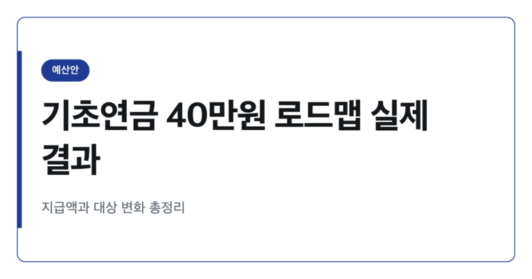 기초연금 40만원 로드맵, 2026년과 2027년 실제로는 어떻게 됐나