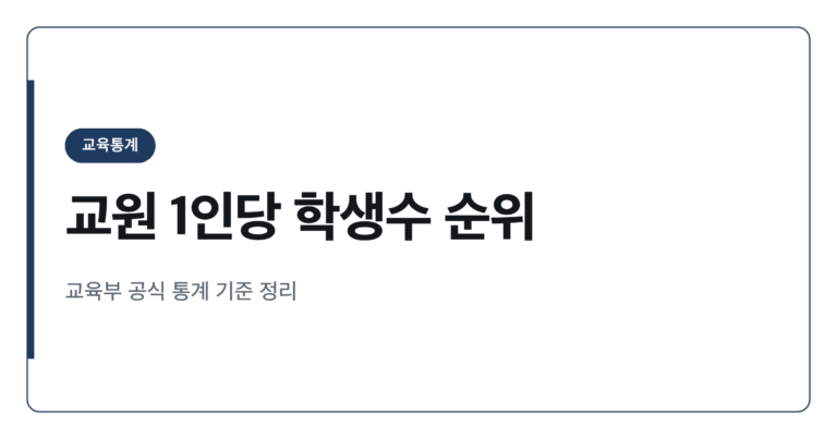 전국 시도별 교원 1인당 학생수 순위 정리 가이드