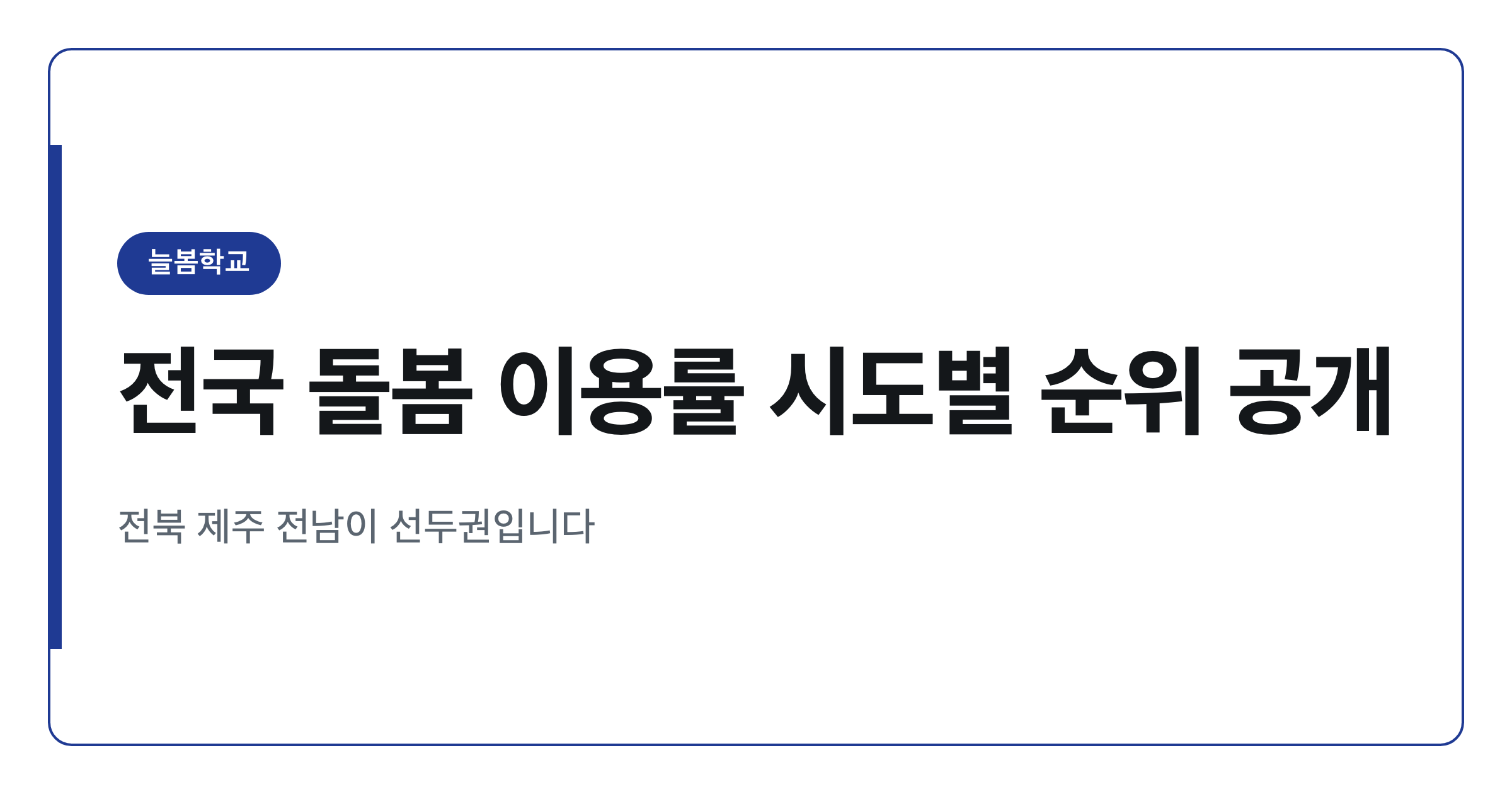전국 시도별 초등돌봄교실 이용률 순위 총정리