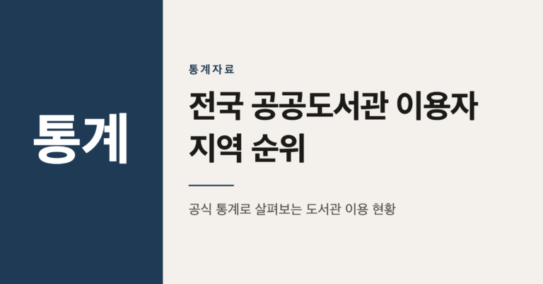 전국 공공도서관 이용자수 지역 순위 정리