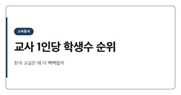 OECD 국가별 교사 1인당 학생수 순위와 한국의 위치