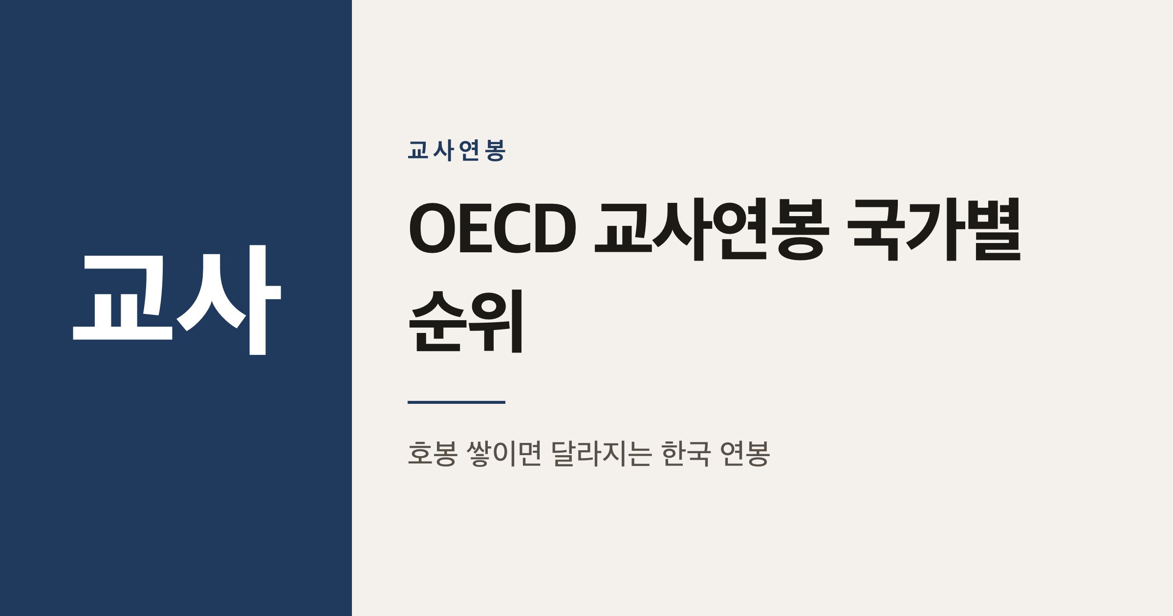 OECD 국가별 교사 평균연봉 순위, 어떻게 봐야 할까