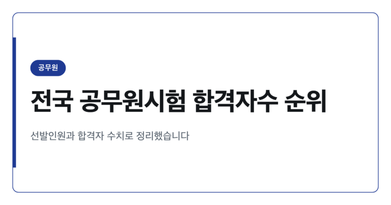 전국 지역별 공무원시험 합격자수 순위 정리