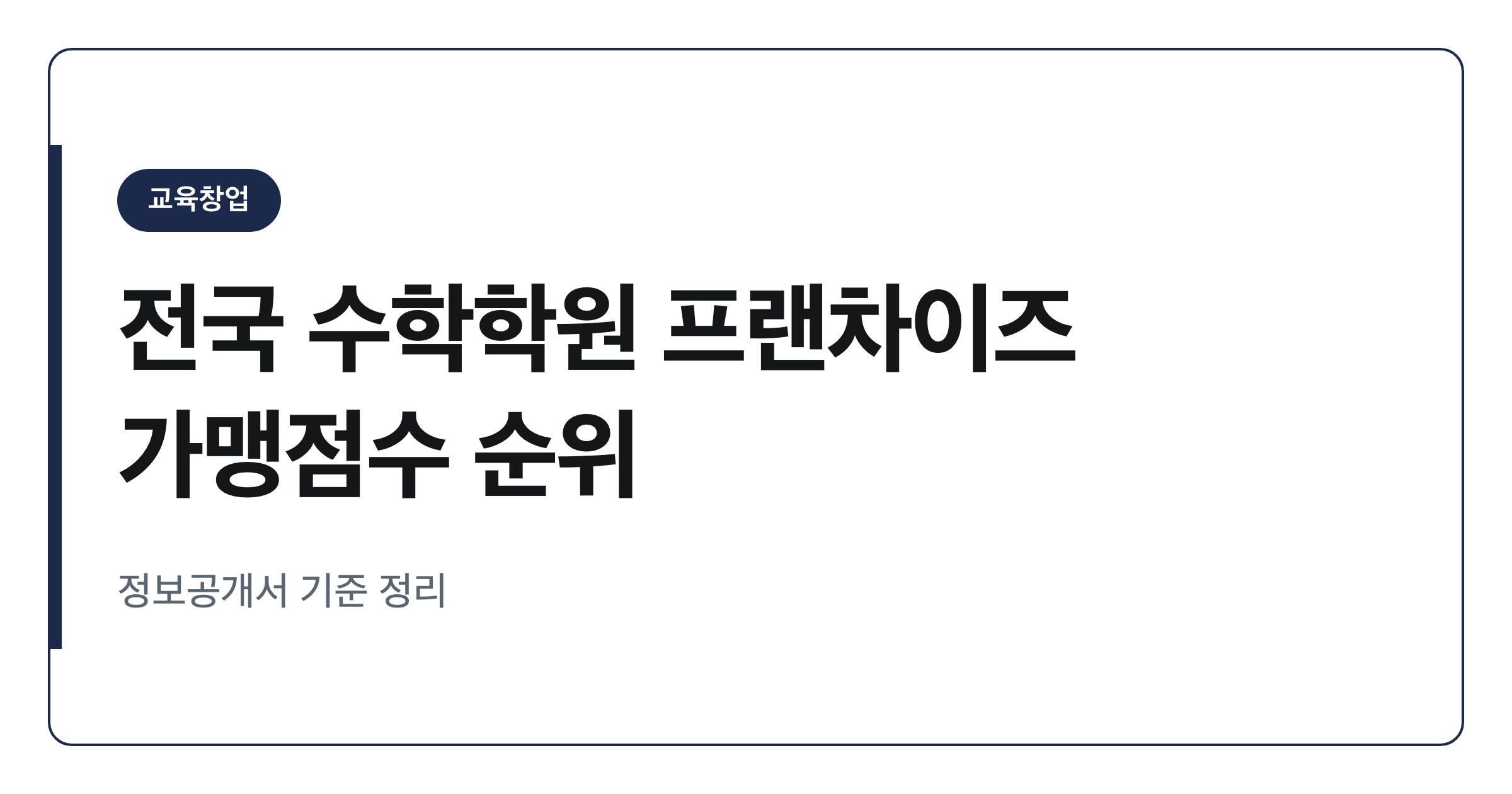 전국 수학학원 프랜차이즈 가맹점수 순위 정리