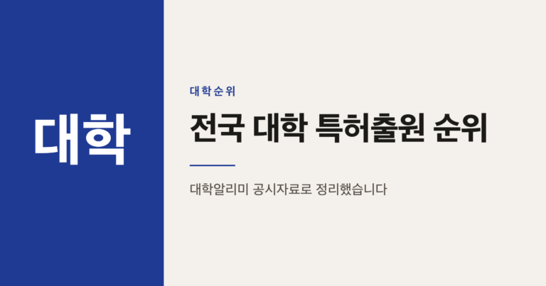 전국 대학 특허출원 건수 순위 총정리